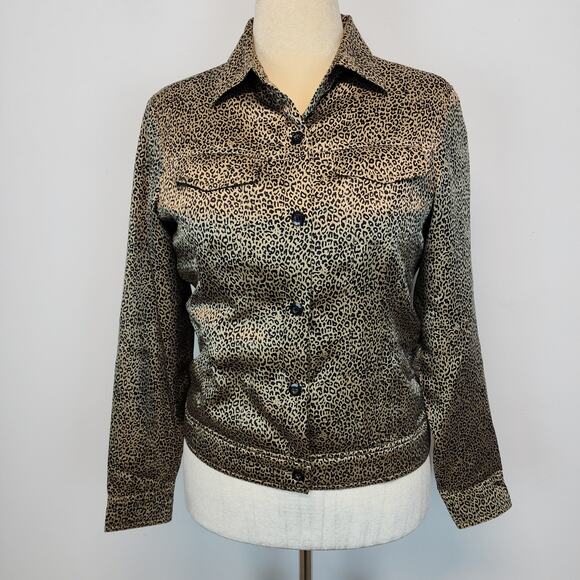 Vintage Worthington Animal Print Jacket Size S Button Up 100% Silk Cheetah Chic - Picture 1 of 12